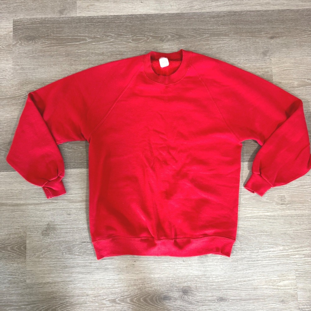 Vtg Russell Athletic Sweatshirt Mens XL Red Blank Raglan Sleeve Fleece Pullover